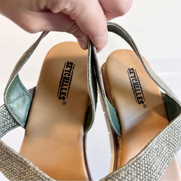 Seychelles Green Strappy Cork Platform Sandals 8M Slip-On Comfort Casual Summer - Picture 4 of 11